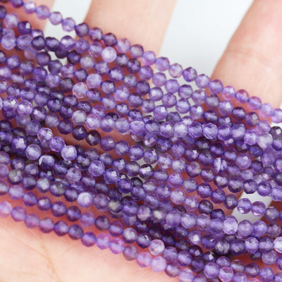 Amethyst,3mm Faceted Round, One full strand Gemstone Beads, Round Shape ,0.6mm hole, 16", about 150beds