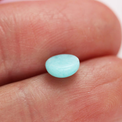 2pcs Natural Amazonite Cabochon Gemstone Beads, Blue 6mm Round Cabs, 3.5mm thick