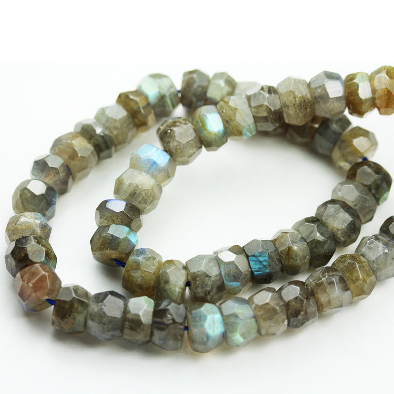 Labradorite, 9*5mm Faceted rondelle  gemstone, One full strand , hole 1mm,16"