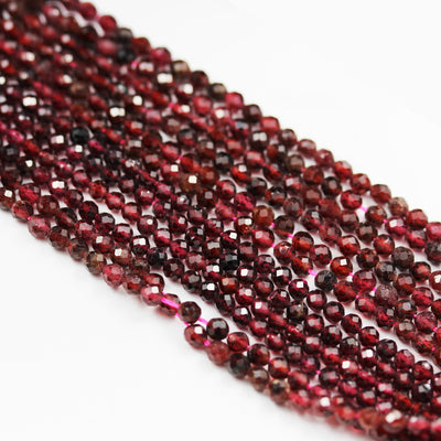 Garnet, 2.5mm Faceted Round Gemstone, One full strand  Gemstone, hole 0.6mm,16"