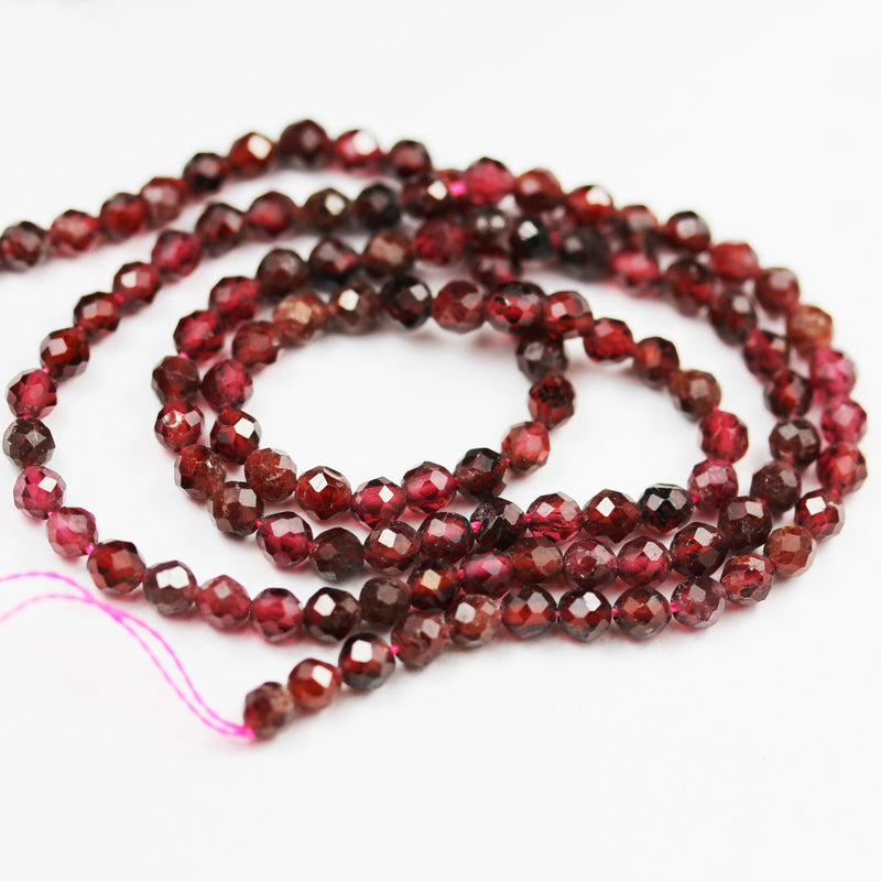 Garnet, 2.5mm Faceted Round Gemstone, One full strand  Gemstone, hole 0.6mm,16"