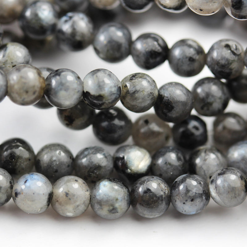 Black Labradorite Beads, Larvikite, 4mm round gemstone, hole 0.8mm,16", about 85 beads