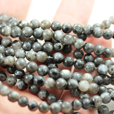 Black Labradorite Beads, Larvikite, 4mm round gemstone, hole 0.8mm,16", about 85 beads