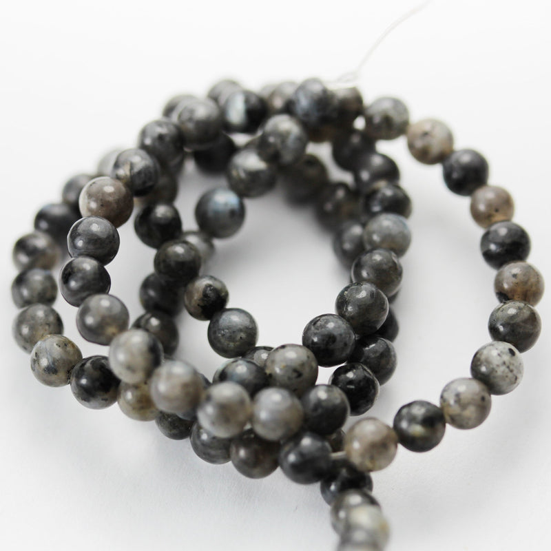 Black Labradorite Beads, Larvikite, 4mm round gemstone, hole 0.8mm,16", about 85 beads