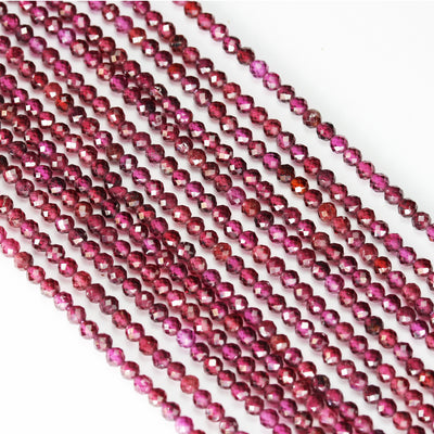 Natural Garnet, 3mm Faceted Round Gemstone, One full strand  Gemstone, hole 0.6mm,16"