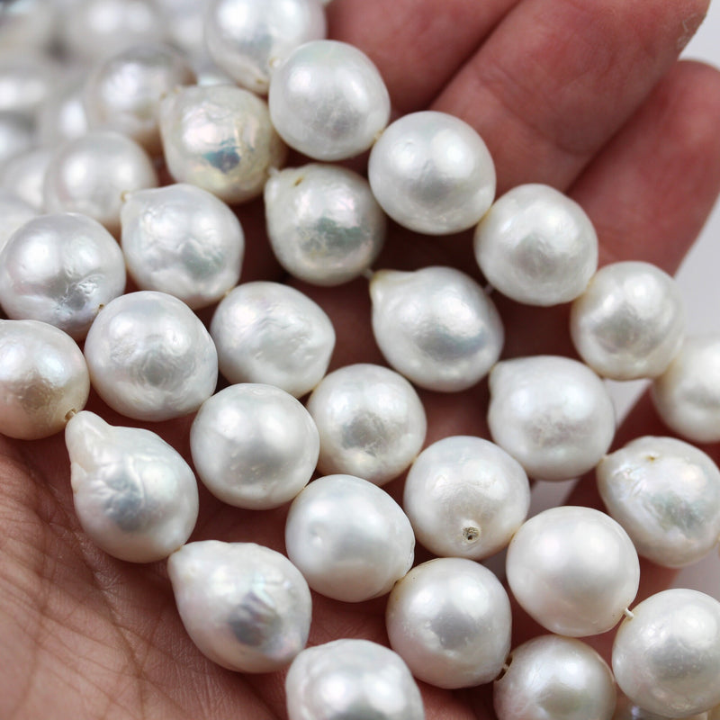 11-13mm Baroque White Freshwater Pearl Strand,  15.5 inch, 0.8mm hole, about 30 beads