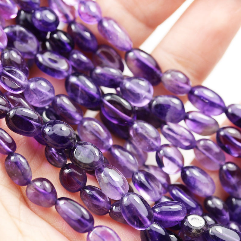 Natural 10*8mm Amethyst Gemstone Beads, Center drilled Nugget Shape, 16 Inch, about 40 beads