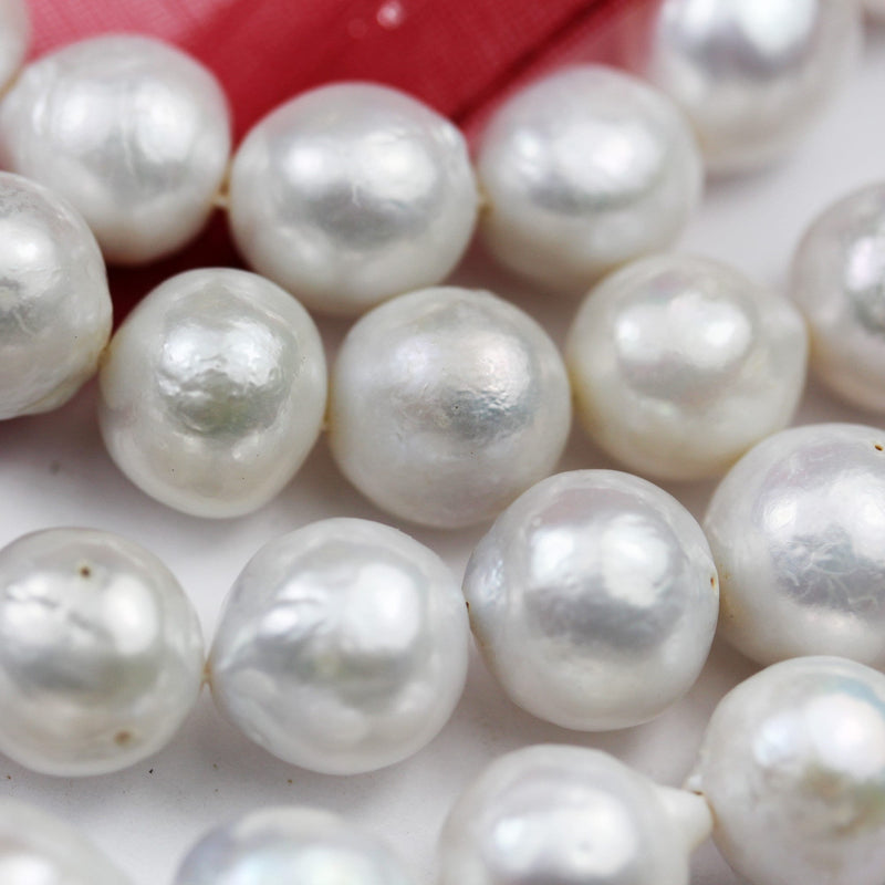 11-13mm Baroque White Freshwater Pearl Strand,  15.5 inch, 0.8mm hole, about 30 beads