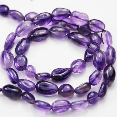 Natural 10*8mm Amethyst Gemstone Beads, Center drilled Nugget Shape, 16 Inch, about 40 beads