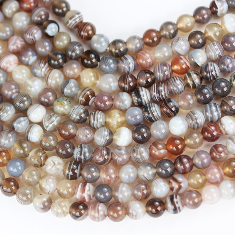 Botswana Agate, 6mm Round Natural Gemstone Strand,15.5 inch,about 70 beads , 1mm hole