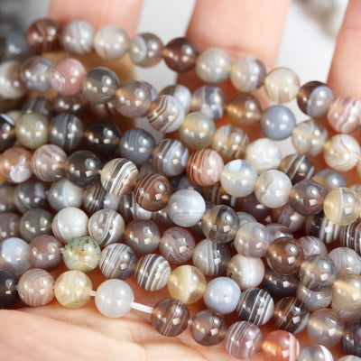 Botswana Agate, 6mm Round Natural Gemstone Strand,15.5 inch,about 70 beads , 1mm hole