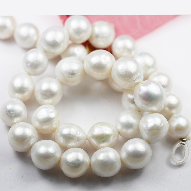 11-13mm Baroque White Freshwater Pearl Strand,  15.5 inch, 0.8mm hole, about 30 beads