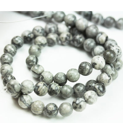 Picture Jasper, 6mm Round Gray  Gemstone Beads, 6mm Beads, Gemstone Bead Mala, 6mm Gemstone Beads