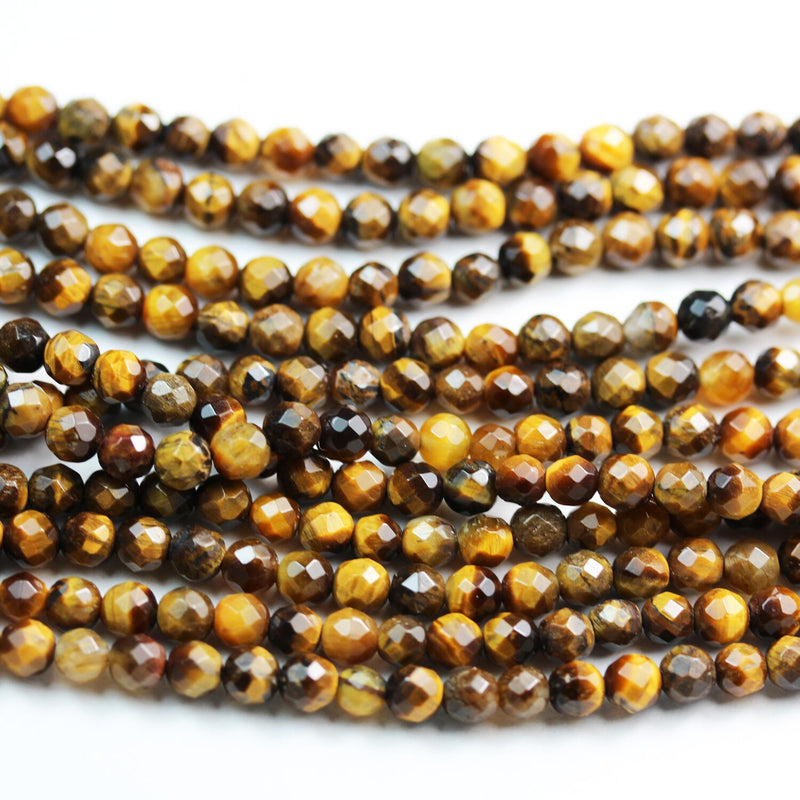 Golden Tiger eye, 3mm Faceted Round Gemstone Strand, One full strand , about 100 bead,0.6mm hole