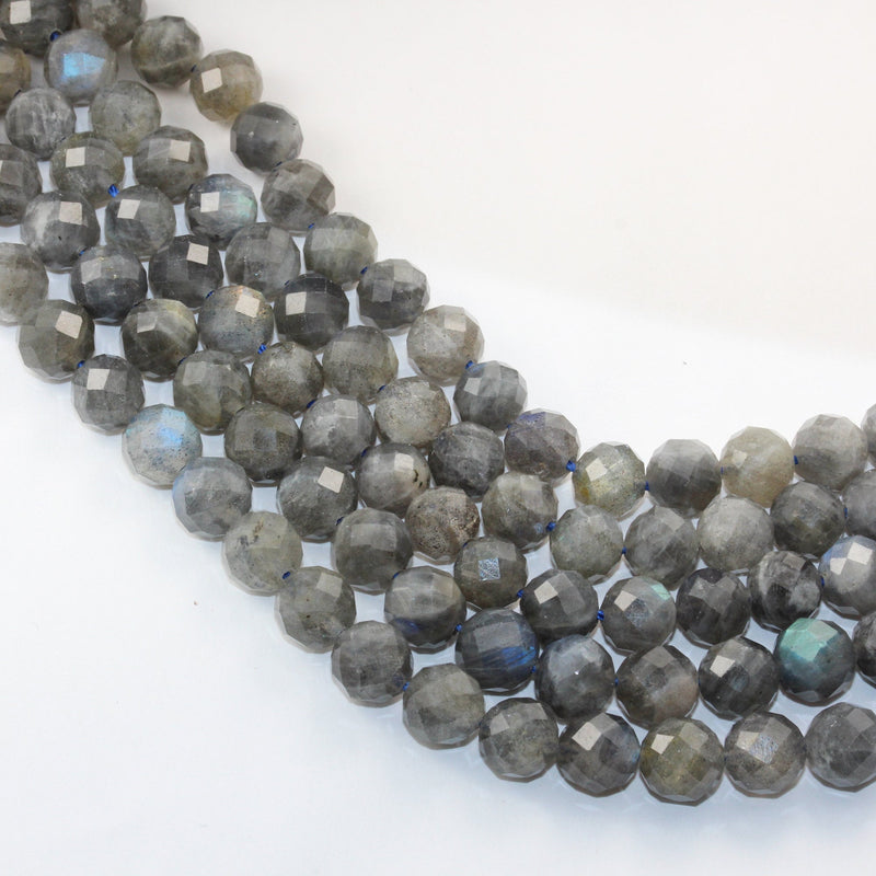 Natural labradorite, 6mm Faceted round  gemstone, 7.5inch, hole 1mm,32 beads