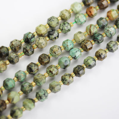 Natural Africa Turquoise, 7.5*8mm Faceted Oval Green Gemstone Beads,15.5 inch,1mm hole, abou40beads