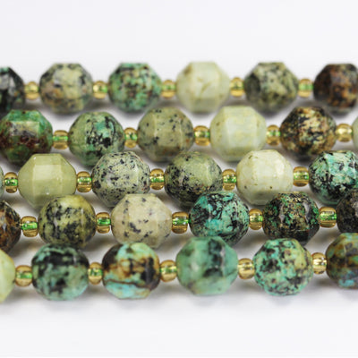 Natural Africa Turquoise, 7.5*8mm Faceted Oval Green Gemstone Beads,15.5 inch,1mm hole, abou40beads