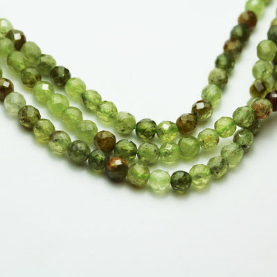 Green garnet, 3.5mm Faceted Round Green Garnet Gemstone Strand, hole 0.6mm