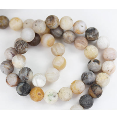 Matte Bamboo leaf Agate, 6mm Round Natural Gemstone Strand,15.5 inch,about 70 beads , 1mm hole