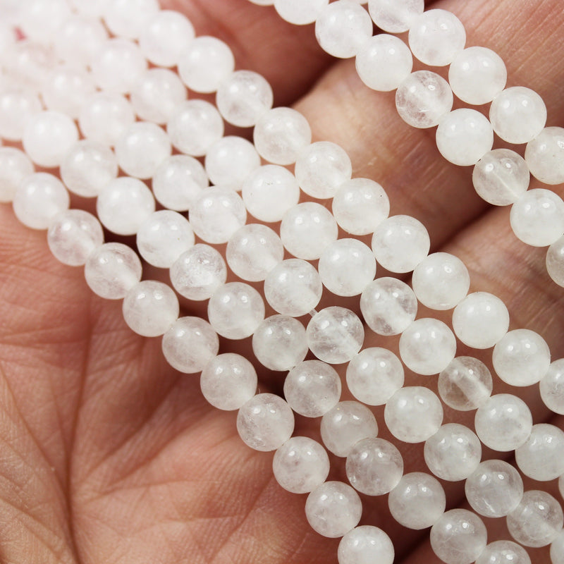 Natural White Jade, 4.5mm White Round Gemstone Strand, 16inch , about 90 beads , 0.6mm hole