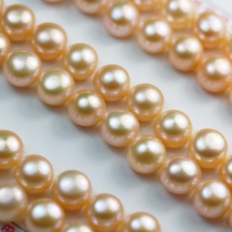 Freshwater Pearl, 8-9mm AAA Half Drilled Rose Color Button Round Pearl Studs , for Making earring/Ring , hole 1mm