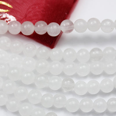 Natural White Jade, 4.5mm White Round Gemstone Strand, 16inch , about 90 beads , 0.6mm hole