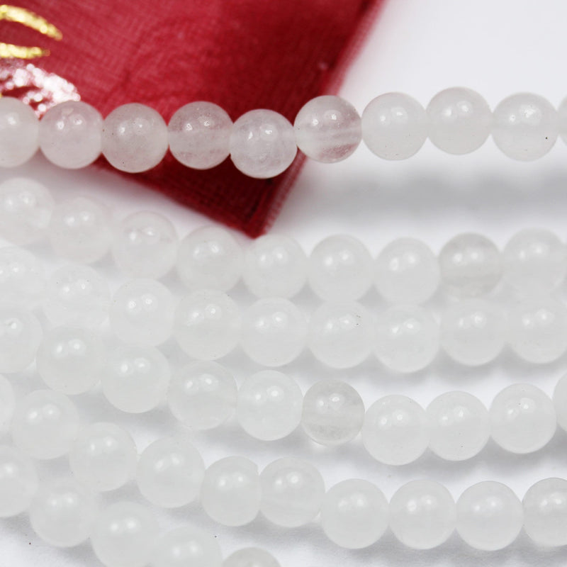 Natural White Jade, 4.5mm White Round Gemstone Strand, 16inch , about 90 beads , 0.6mm hole