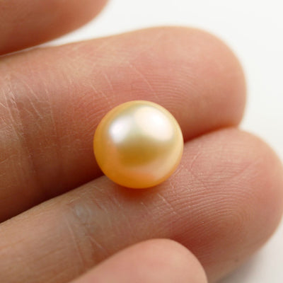 Freshwater Pearl, 8-9mm AAA Half Drilled Rose Color Button Round Pearl Studs , for Making earring/Ring , hole 1mm