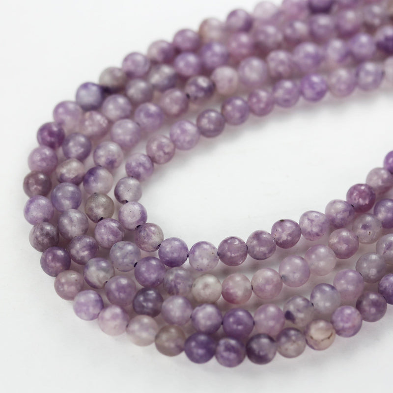 Lepidolite, 4mm Round Beads Gemstone Strand, One full strand ,0.6mm hole, about 100 beads