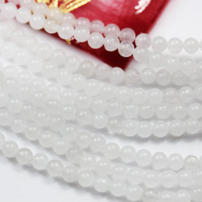 Natural White Jade, 4.5mm White Round Gemstone Strand, 16inch , about 90 beads , 0.6mm hole