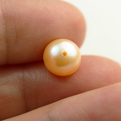 Freshwater Pearl, 8-9mm AAA Half Drilled Rose Color Button Round Pearl Studs , for Making earring/Ring , hole 1mm