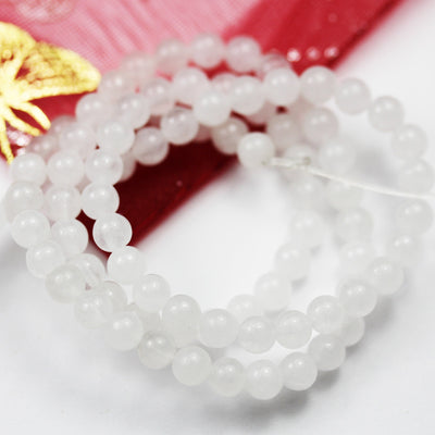 Natural White Jade, 4.5mm White Round Gemstone Strand, 16inch , about 90 beads , 0.6mm hole