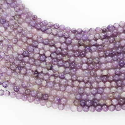 Lepidolite, 4mm Round Beads Gemstone Strand, One full strand ,0.6mm hole, about 100 beads