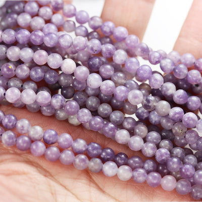 Lepidolite, 4mm Round Beads Gemstone Strand, One full strand ,0.6mm hole, about 100 beads