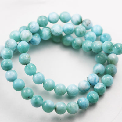 6.5-7.5mm Dominican Larimar,  Round Natural Larimar Gemstone Strands, 15.5inch, about 65 beads,0.8mm hole