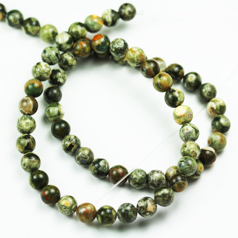 Green Rhyolite, 6mm Round Natural Gemstone Beads, One full strand 16inch, about 65 beads, 0.6mm hole