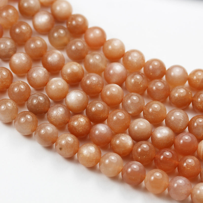 Natural Peach Moonstone,8mm Gemstone Strand, 16 inch , 1mm hole,  50 beads