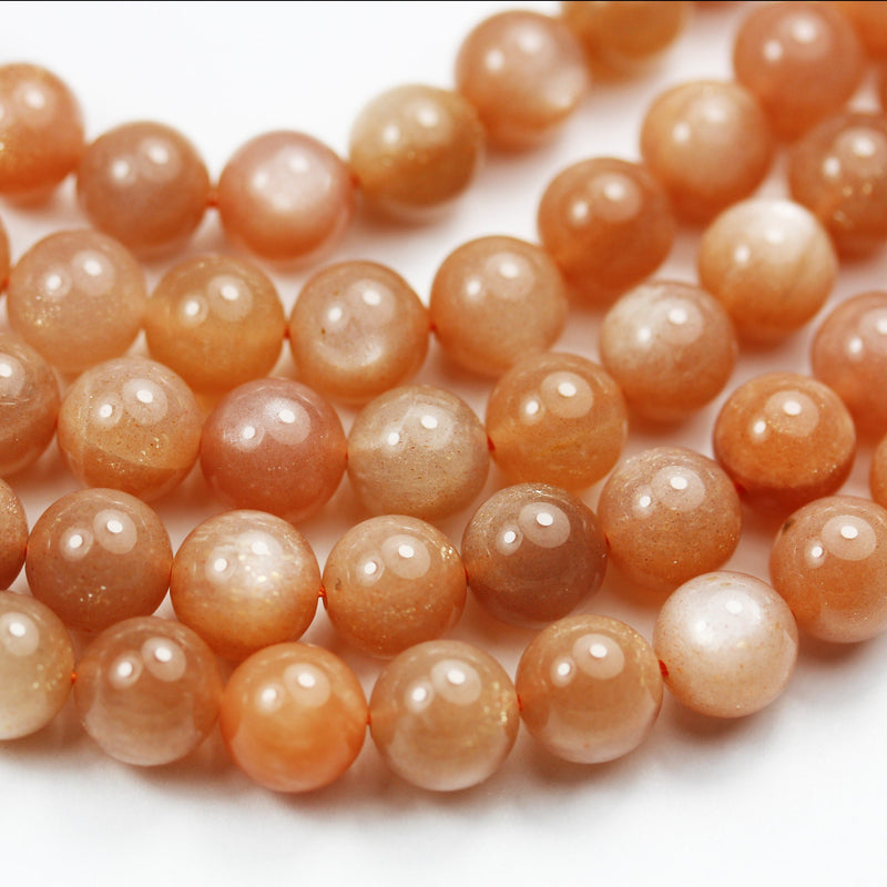 Natural Peach Moonstone,8mm Gemstone Strand, 16 inch , 1mm hole,  50 beads