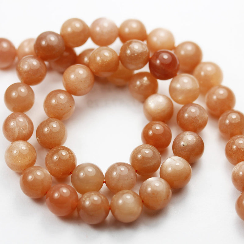 Natural Peach Moonstone,8mm Gemstone Strand, 16 inch , 1mm hole,  50 beads