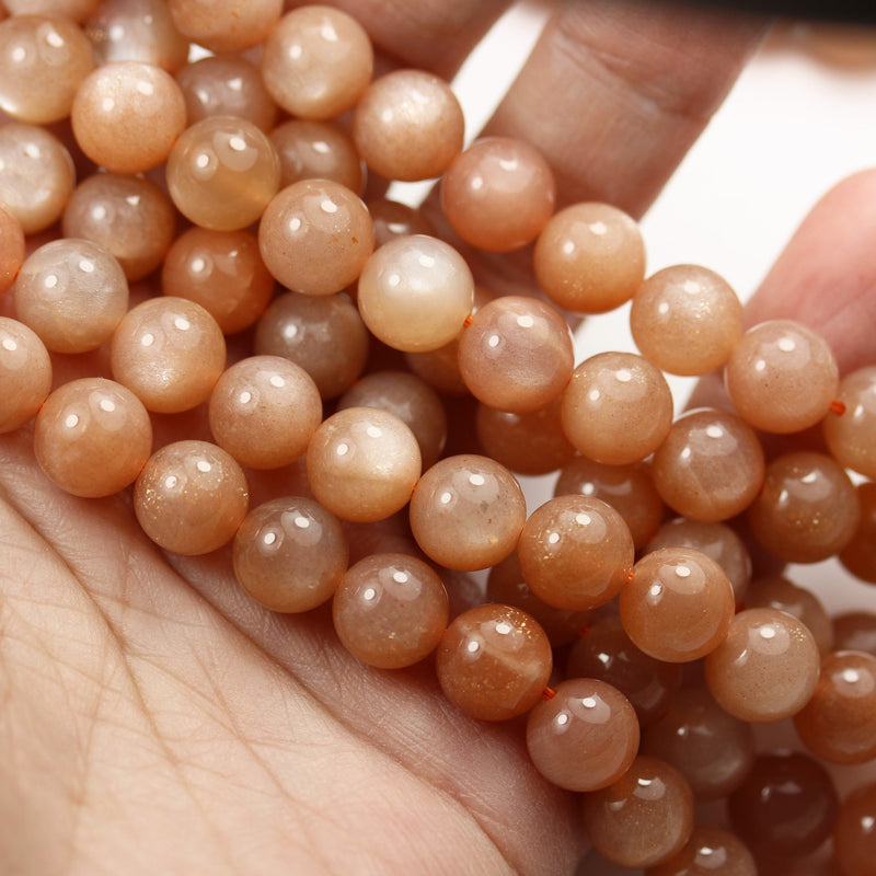 Natural Peach Moonstone,8mm Gemstone Strand, 16 inch , 1mm hole,  50 beads