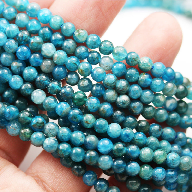 Apatite, 4mm Round Shape Natural Gemstone Beads, 15.5 inch , 0.6mm hole, about 100 beads