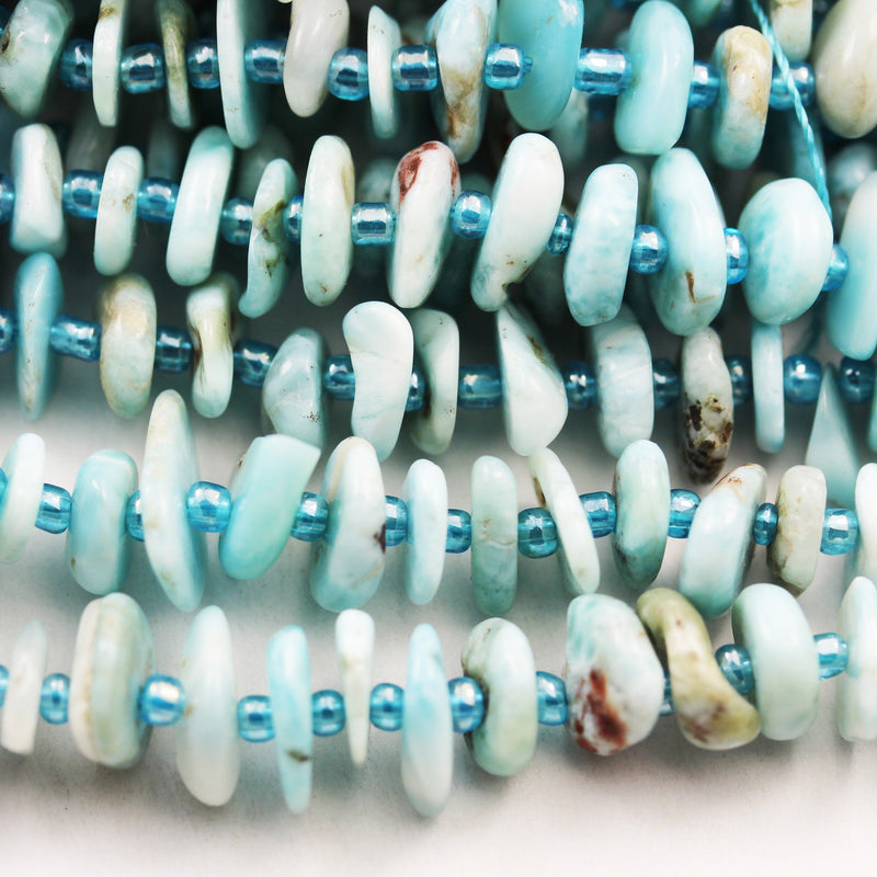 Natural Larimar, 9-11mm One full strand Nugget Shape Gemstone Beads Strand, 1mm hole, 16inch