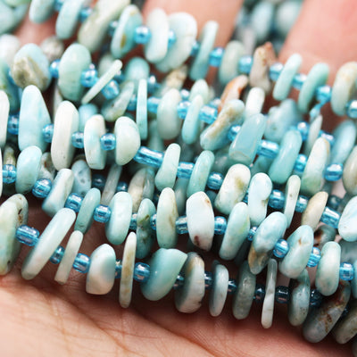 Natural Larimar, 9-11mm One full strand Nugget Shape Gemstone Beads Strand, 1mm hole, 16inch