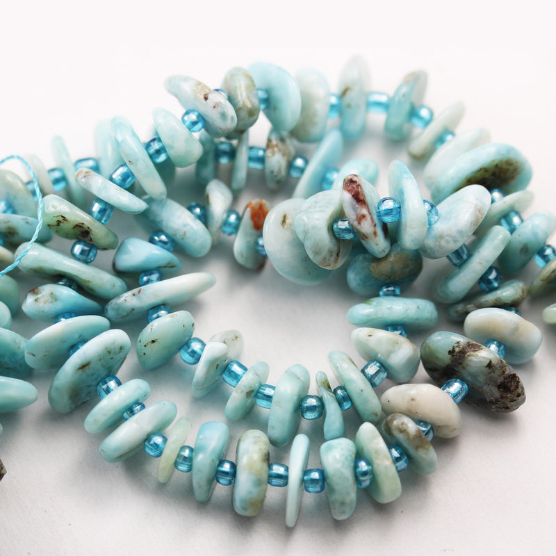 Natural Larimar, 9-11mm One full strand Nugget Shape Gemstone Beads Strand, 1mm hole, 16inch