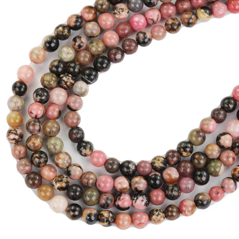 Rhodonite, 4mm round gemstone ,One full strand Natural Gemstone, 15", about 90 beads