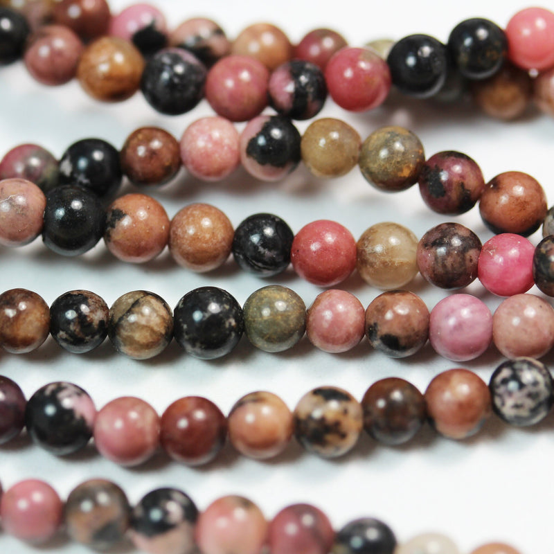 Rhodonite, 4mm round gemstone ,One full strand Natural Gemstone, 15", about 90 beads