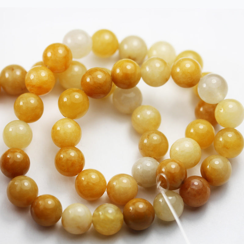 Old Yellow Jade, 8mm Round Gemstone Strand, 15.5 inch , about 50 beads , 1mm hole