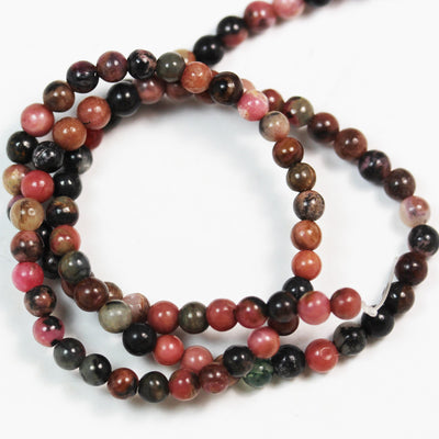 Rhodonite, 4mm round gemstone ,One full strand Natural Gemstone, 15", about 90 beads