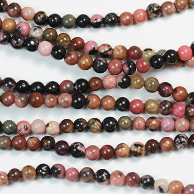 Rhodonite, 4mm round gemstone ,One full strand Natural Gemstone, 15", about 90 beads