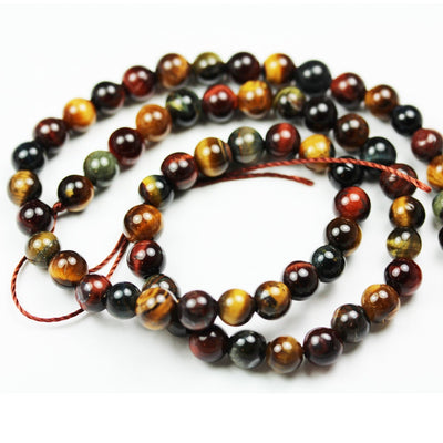 Tiger eye, 6mm Round, three Color Tiger eye gemstone stone ,One full strand ,about 65 beads,16"